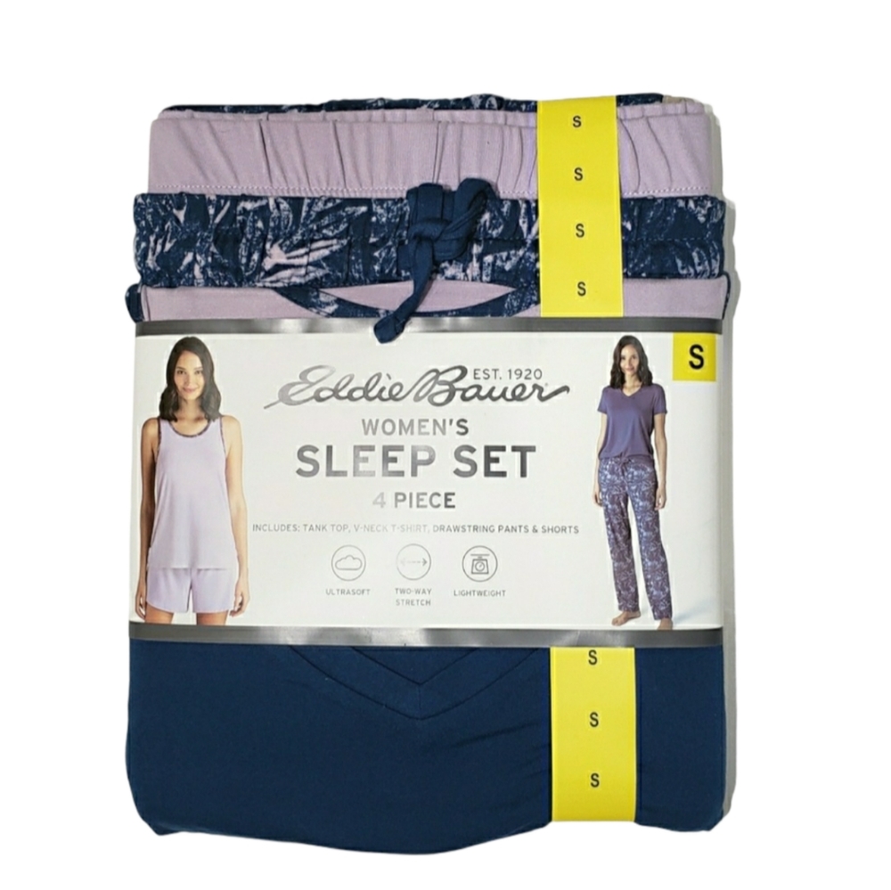 Eddie Bauer 4-Pc Pajama Sleep Lounge Set Women's Small NWT